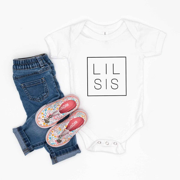 Lil Sis Square Baby Onesie