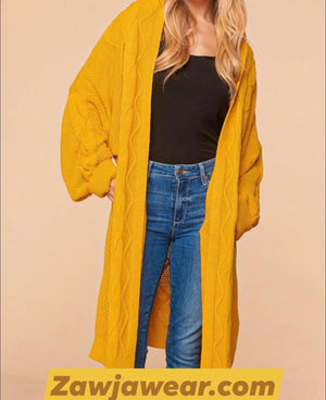 Hooded mustard sweater