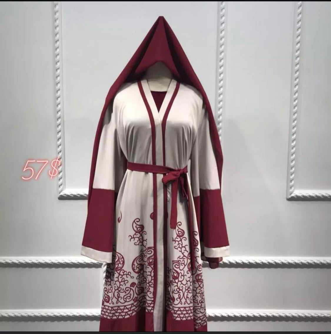 Merlot and Steel Open Abaya